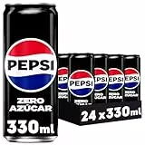 Pepsi zero Refresco de cola con cero azúcar y cero calorías, pack de 24 latas de 330 ml, 7.92 litros en total
