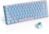 Teclado mecánico AK33 de Lexon tech, teclado para juegos con cable USB con retroiluminación LED azul, teclado compactos de 82 teclas, interruptores azul , mecanógrafos y jugadores de juegos (blanco)