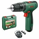 Bosch Home and Garden Taladro percutor a batería EasyImpact 1200 (1 batería, sistema de 12.V, en maletín) Color Verde