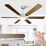 Airwit 132cm Grande Ventilador de Techo con Luz Doble Cara Aspas, Silencioso Ventilador Techo LED con Mando a Distancia y Reversible Motor DC, para Dormitorio Salon (Montaje Colgante-6 Aspas)