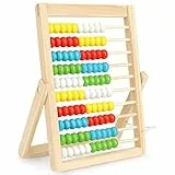EliteMill Regla de cálculo marco de cálculo niños, escuela primaria ábaco juegos educativos con 100 cuentas de colores madera regla de cálculo escuela primaria matemáticas educación juguetes para