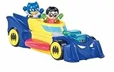 Toomies Bizak 30693262 Batmobil 3 en 1, Donde los Pequeños Podrán Jugar Creando hasta 3 Diferentes Coches, Incluye 2 Figuras, a Batman y Su Amigo Robin, Recomendado a Partir de 12 Meses