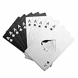 10 Piezas Abrebotellas de Póquer, Abridor de Botella de Cerveza, Abridor Plano de Acero Inoxidable, Abrebotellas de Cartera, Plateado y Negro