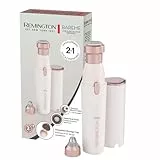 Remington Afeitadora facial para mujer [2 en 1: afeitadora facial y recortadora de cejas] BareMe (impermeable, depilación de labio superior, barbilla y mejillas, batería, USB-C, cepillo y tapa) WFS200