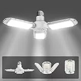 SANSI Luz de Garaje LED 22W, Lamparas de Techo Bombilla E27 Deformable con 3 Paneles Ajustables, 2700LM Ultrabrillante Blanco Frío para Garaje Taller Almacén Sótano Pasillo Estadio - 8 * 10.8cm