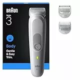 Braun Cortacésped Para El Cuerpo, Body Groomer Series 3, 3 Herramientas De Afeitado, Con Protección SkinGuard, Autonomía De 80 Min, Suave Para Zonas Sensibles, Afeitarse Y Cortar, Impermeable,