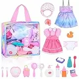 Gerbala Accesorios para Muñecas Bebe, 22 Pcs Conjunto de Accesorios para Muñeca de Juguete, Juego de rol para Niños Incluye Alimentar, Bañar, Arreglar, Cargar Bolsas