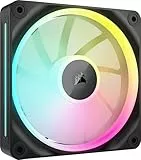 CORSAIR iCUE Link LX120 RGB 120 mm PWM Ventilador Paquete Sencillo – Lazos de Luz Duales – Requiere Hub de Sistema iCUE Link (Se Vende por Separado) – Tecnología CORSAIR AirGuide – Negro