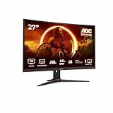 AOC C27G2ZE/BK - Monitor curvo gaming de 27' FHD (1920x1080, 1500R, 240Hz, 0.5 ms, VA, FreeSync Premium, 300 cd/m, VESA, HDMI 2x2.0, Displayport 1x1.2) Negro/rojo