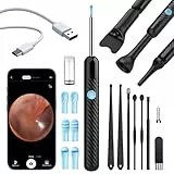 VITCOCO Otoscopio con Limpia Oidos con Cámara 1080P WiFi Limpiador de Oidos Cera para Adultos IP67 Impermeable Otoscopio Limpiador de Oídos Compatible iPhone/Android (Negro)