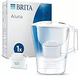 BRITA Jarra con filtro de agua Aluna blanca (2,4 l) incl. 1x cartucho MAXTRA PRO All-in-1: jarra filtradora adaptable al frigorífico con LTI digital, reduce cloro, cal e impurezas