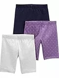 Simple Joys by Carter's 3-Pack Bike Shorts Pantalones Cortos, Morado/Tejano/Gris, 3-6 Meses (Pack de 3) Bebé Niñas