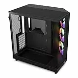 NZXT H6 Flow RGB Caja PC Gaming ATX | Mid-Tower de Cámara Dual Compacta| | Incluye 3 Ventiladores de 120 mm RGB | Paneles de Cristal Panorámicos | Color Negro | CC-H61FB-R1