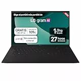LG gram 15ZD80T-G.AX55B Portátil 15', FreeOS, AMD Ryzen AI 5, 16 GB RAM, 512GB SSD, AMD Radeon Graphics 860M, Pantalla IPS (1920x1080), Ligero, 1.290 g, 27 Horas, AI, Negro