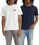 Levi's 2-Pack Crewneck Graphic Tee, Camiseta, Hombre, Chesthit White/Dress Blues, M