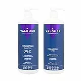 Valquer Pack Ácido Hialurónico Champú Reparador y Mascarilla Capilar Fórmula Zero. Hidrata y Protege el Cabello Dañado y Seco. Con Aloe Vera, Pantenol y Keratina. Para todo tipo de pelo. 1 L + 975 ml