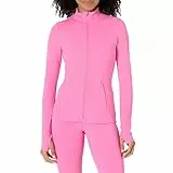 Amazon Essentials Chaqueta Deportiva FormFlex, Suave, de Corte Ajustado y con Cremallera Completa Mujer, Rosa Flamenco, M