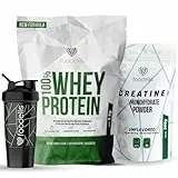 Pack Foodelis Proteinas Whey 2 kg Fresa + Creatina 300g + Shaker de Regalo | Whey Protein con Aminoácidos Esenciales | Proteinas para Masa Muscular de Alta Solubilidad | Proteina en Polvo