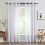 MIULEE 2 Paneles de Color Puro Cortinas de Ventana Transparentes Lisas Elegantes Paneles de Cortina Tratamiento para Dormitorio Sala de Estar Cortinas con Ojales, 140 x 240 cm Blanco