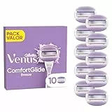 Gillette Venus Comfortglide, Breeze, Recambio Para Maquinilla De Mujer, Pack De 10 Recambios, 3 Hojas Para Una Depilación Suave, Apurada Y Duradera