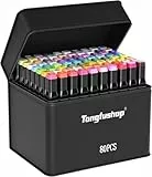 Tongfushop Rotulador de 80 Colores, Rotuladores Alcohol Doble Punta, 2S Secado Rápido Marcadores Permanente con Bolsa de Almacenamiento y Espaciador para Niños, Adultos Bocetos, Cómics, Colorear