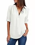 Yuson Girl Camisas Mujer Nuevo Blusas para Mujer Vaquera Sexy Gasa Tops Camisetas Mujer Cremallera Manga Corta Blusas(Blanco, S)