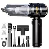 KITBEZN Aspirador de Mano, 26000PA Aspiradora de Mano Sin Cable, 3 Niveles de Succión, Aspirador de Coche Potente para Casa/Coche/Pelo de Mascota, Negro