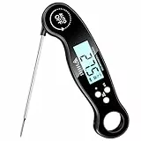 DOQAUS Termómetro para carne, para barbacoa, termómetro de cocina, termómetro de cocina, pantalla LCD con luz de fondo, para cocina, asado, barbacoa, color negro