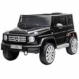 HOMCOM Coche Eléctrico para Niños de +3 Años Benz G500 Todoterreno de Batería 12 V Vehículo Eléctrico con Control Remoto Música Bocina Velocidad 3-5 km/h Carga 30 kg Negro