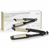 BaByliss Styler Ondas Fáciles - Rizador, Ondas al agua, Ondas surferas, Recubrimiento de cerámica con titanio, 3 temperaturas, Puntas de agarre frías, Dorado y Negro, C260E