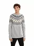 TOM TAILOR Denim Hombre Jersey de invierno 1033758, 30894 - Grey Based Jacquard Pattern, XS
