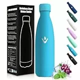HoneyHolly Botella Agua Niños, Sin BPA 500ML, Botella Termica, Acero Inoxidable 18/8, Cantimplora, A Prueba de Fugas Reutilizable, Termo para Camping, Gimnasio, Escuela, Deportes-Azul Cielo