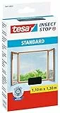 tesa Insect Stop Malla Mosquitera STANDARD para Ventanas - Mosquitera Autoadhesiva - Recortable al Tamaño Deseado - Gris Antracita, 110 cm x 130 cm