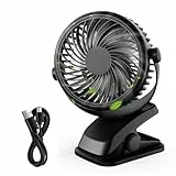 QHUI Mini Ventilador de escritorio, Ventilador de refrigeración personal USB de 3 velocidades con rotación de 360 °, cable USB y batería para el hogar, oficina, gimnasio, pesca, camping