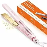 Faszin Plancha de pelo profesional 2 en 1, iones de titanio, tiempo de calentamiento de 20 segundos, pantalla LCD, para un peinado suave, rizado y preciso, mejor que las planchas anchas (rosa)