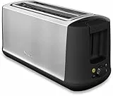 Moulinex Subito Select Tostadora, 2 ranuras largas, 7 niveles de tostado, descongela, recalienta, función ECO, exterior acero inoxidable, bandeja recogemigas extraíble, palanca elevadora, Negro