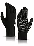 TRENDOUX Guantes halloween hombre termicos mujer - guantes running Senderismo Escalada Correr lana Ciclismo Navidad Regalos invierno Guantes de conducción，Smartphones guantes tactiles - Negro L