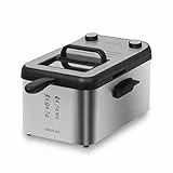 Cecotec Freidora eléctrica CleanFry Infinity 3000 de Acero Inoxidable, 3 litros de Capacidad de Aceite, Filtro OilCleaner, 2400 W, Temporizador de 30 Minutos.