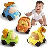 ZHUOYOU Coche Juguete para Bebé, 4 Piezas Impulsado por Fricción Juguete de Vehículos, Mini Juguetes para Camiones de Animales, Educativo Regalo de Camion para 1 2 3 Años Ninos Ninas