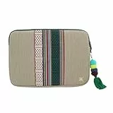 WONDEE Vam Vam Funda Portátil 14' Pulgadas de Tela Bordada Estilo Étnico y Original Tirador Llavero - Maletín/Funda Ordenador Portátil hasta 14' Compatible con Macbook Air, Acolchada y Reforzada