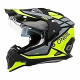 O'NEAL Casco Moto Enduro Aberturas de ventilación para un máximo Flujo de Aire y refrigeración, Carcasa ABS, Visera Solar integrada Casco Sierra R V.24 Adulto Negro Amarillo Neón Gris Talla XL