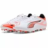 PUMA Ultra 5 Play MG, Zapatillas de fútbol Unisex Adulto, White Black-Glowing Red, 43 EU