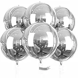 PartyWoo Globos plateados, 6 unidades de globos plateados, 55,56 cm, gigantes globos 4D redondos, globos grandes, globos para decoración de cumpleaños, decoración de bodas, decoración de fiestas