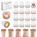 Ezprotekt Protectores de Suelo de Silicona Transparente mejorados para Patas de Silla, 16-20mmTapas de Silicona 32P con Fieltro Envuelto, Fundas de para Patas de Silla, Protectores de pies de Silla