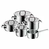 WMF Function 4 - Batería de Cocina 5 Piezas, Acero Inoxidable Apto para Inducción, 1 cacerola baja de 20 cm, 3 cacerolas altas de 16 cm, 20 cm y 24 cm con tapa, 1 cazo 16 cm