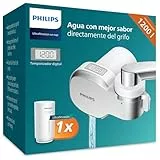 Philips Water Filtro de Grifo AWP3756P1/10, ULTRAFILTRACIÓN con PANTALLA DIGITAL, capacidad de filtración de 1200 L, reduce CLORO, PLOMO, MICROPLÁSTICOS y BACTERIAS