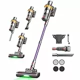 45kPa/580W/70Mins Aspiradora sin Cable, 1.8L Aspirador de Mano con Cepillo Antienredos, Pantalla Táctil, Carga de Pared, 6 en 1 Escoba Aspiradora, Ideal para Suelos Alfombras Pelo de Animales