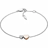 Fossil Pulsera de cadena fina en acero inoxidable con cierre de langosta para mujer