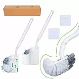EINESIN 2pcs Escobilla de Baño Escobillas y Portaescobillas de Inodoro, Escobillas de Baño/Escobilla WC para Cepillo Limpieza sin callejón sin Salida, Cepillo para Inodoro de Mango Largo, Blanco