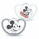 NUK Space chupete | 0-6 meses | Chupetes con ventilación adicional | Silicona sin BPA | Disney Mickey Mouse | 2 unidades